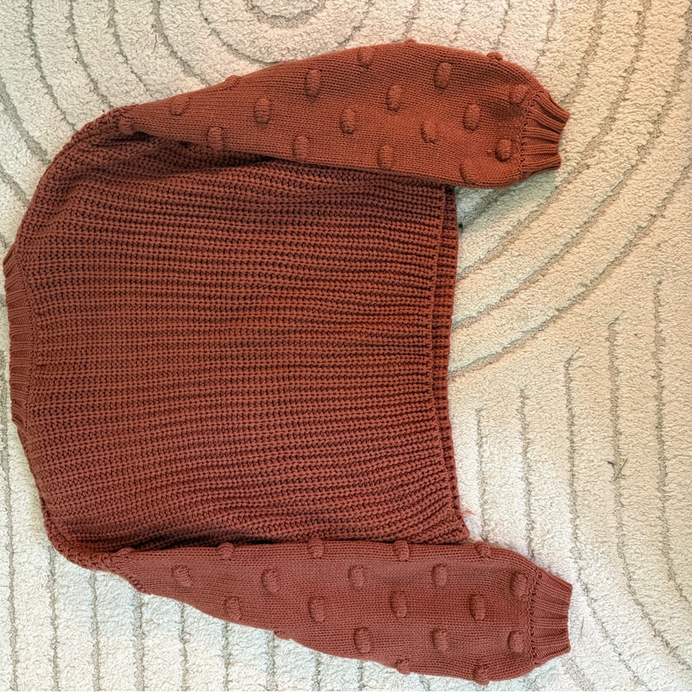 moon & madison Brown Crew Neck Sweater with Textured Knit
